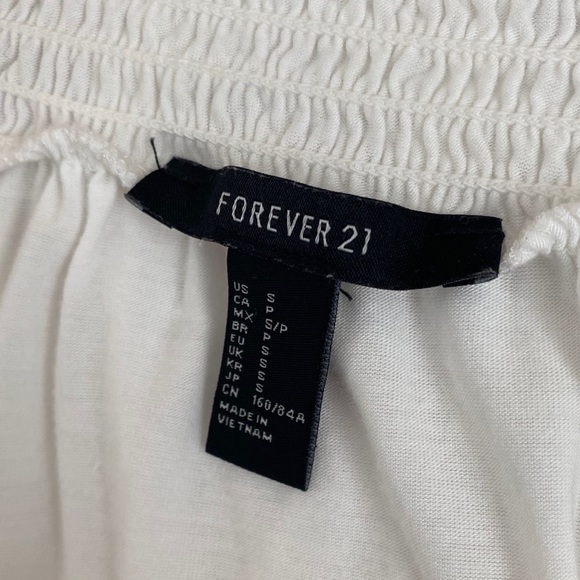 forever 21 white scrunched off the shoulder top - Picture 2 of 4